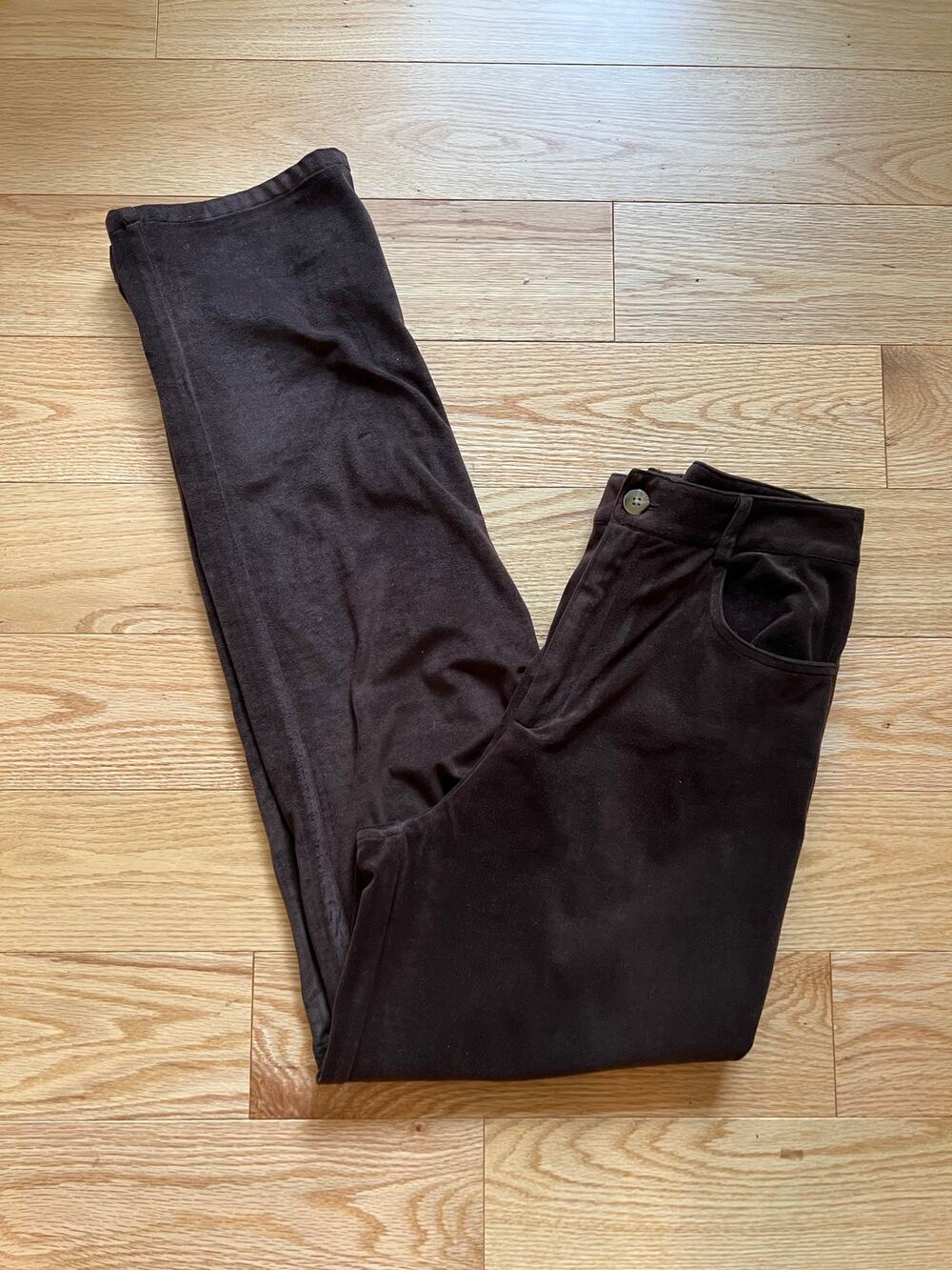 Sno Skins Velvet Pants Brown Straight Leg Lightweight Stretchy Size 8 JL
